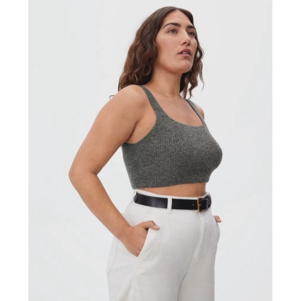 Everlane Top Cropped Tank Wool Yak Blend Cozy Stretch Gray Womens Size Small